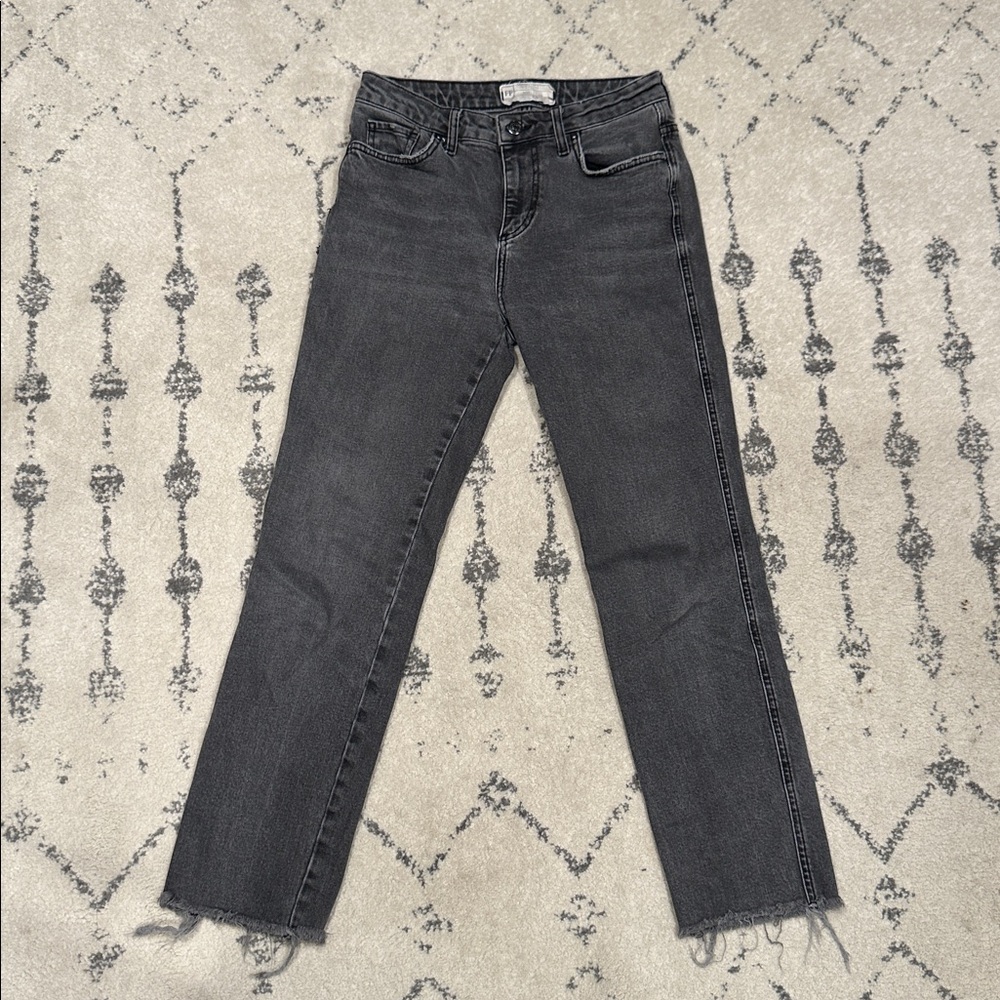 Free People Clean Girlfriend Raw Hem Jeans Black Size 26